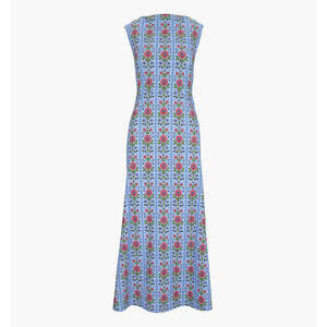 Hill House Home The Sloane Dress - Blue Floral Block Stripe Jersey Size XLBlue F